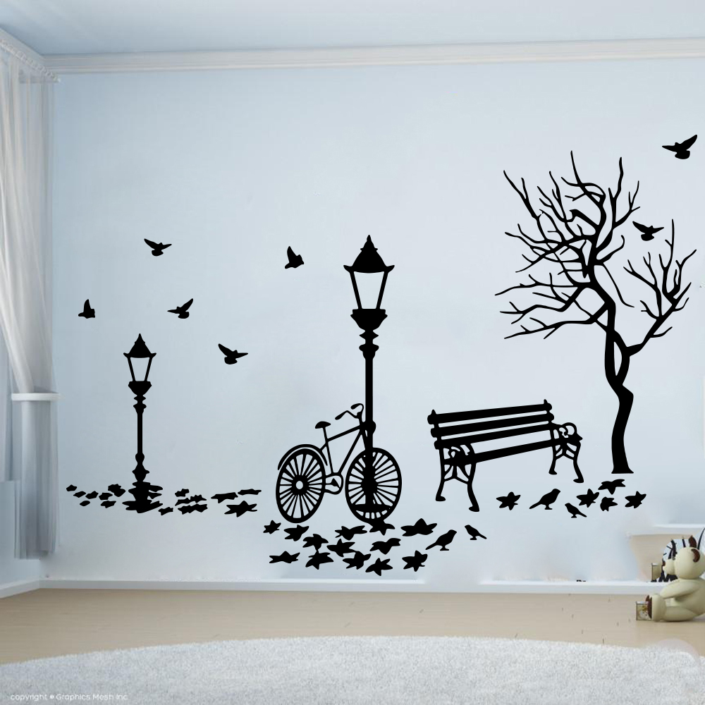 Modern Autumn Landscape Bike T - Baby Nursery Wall Lights ulasan dan harga