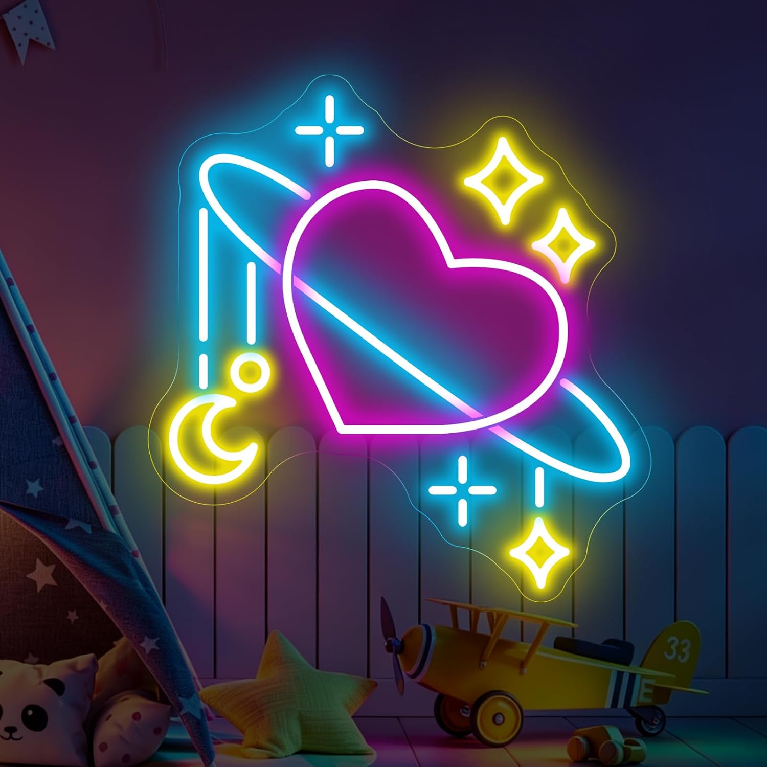Space Planet Neon Sign LED Neo - Baby Nursery Wall Lights ulasan dan harga