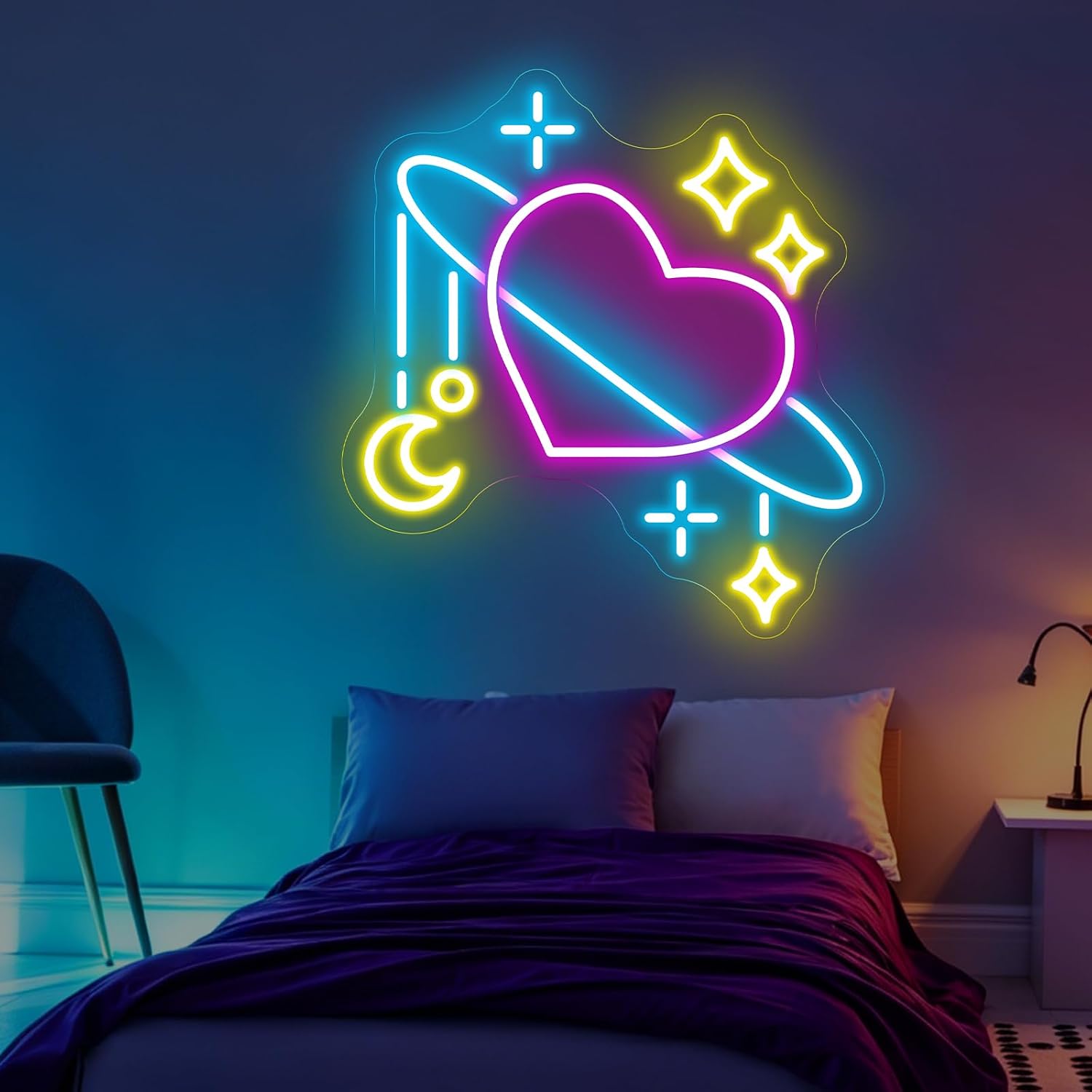 Space Planet Neon Sign LED Neo - Baby Nursery Wall Lights ulasan dan harga