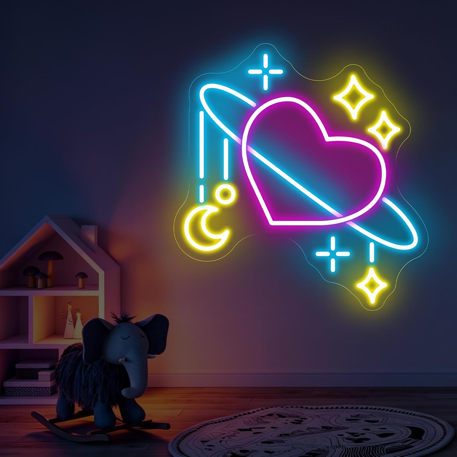 Space Planet Neon Sign LED Neo - Baby Nursery Wall Lights ulasan dan harga