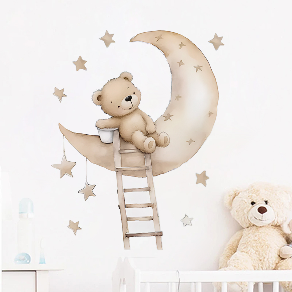 Cute Bear Star Cloud Wall Stic - Baby Nursery Decor Girl ulasan dan harga