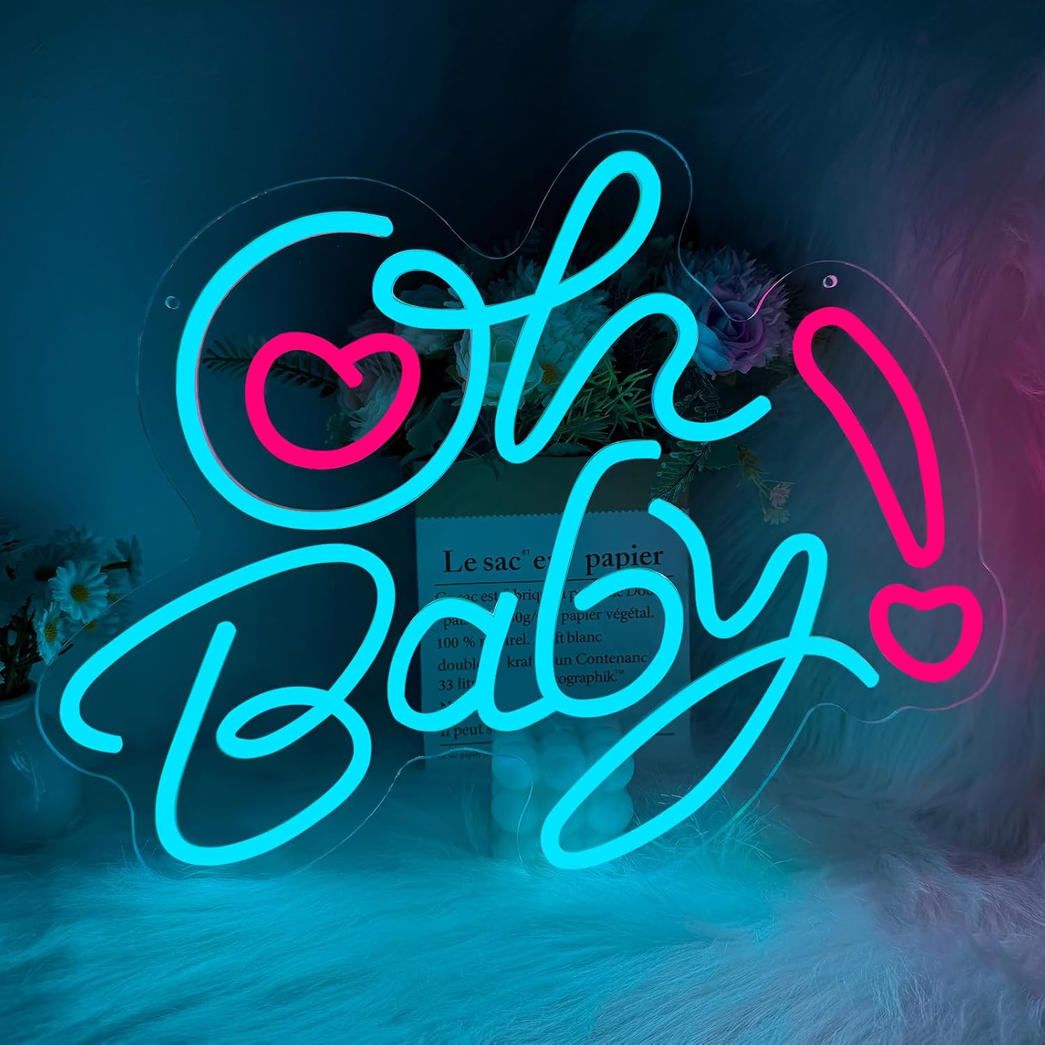 Oh Baby Heart LED Neon Sign US - Baby Nursery Wall Lights ulasan dan harga
