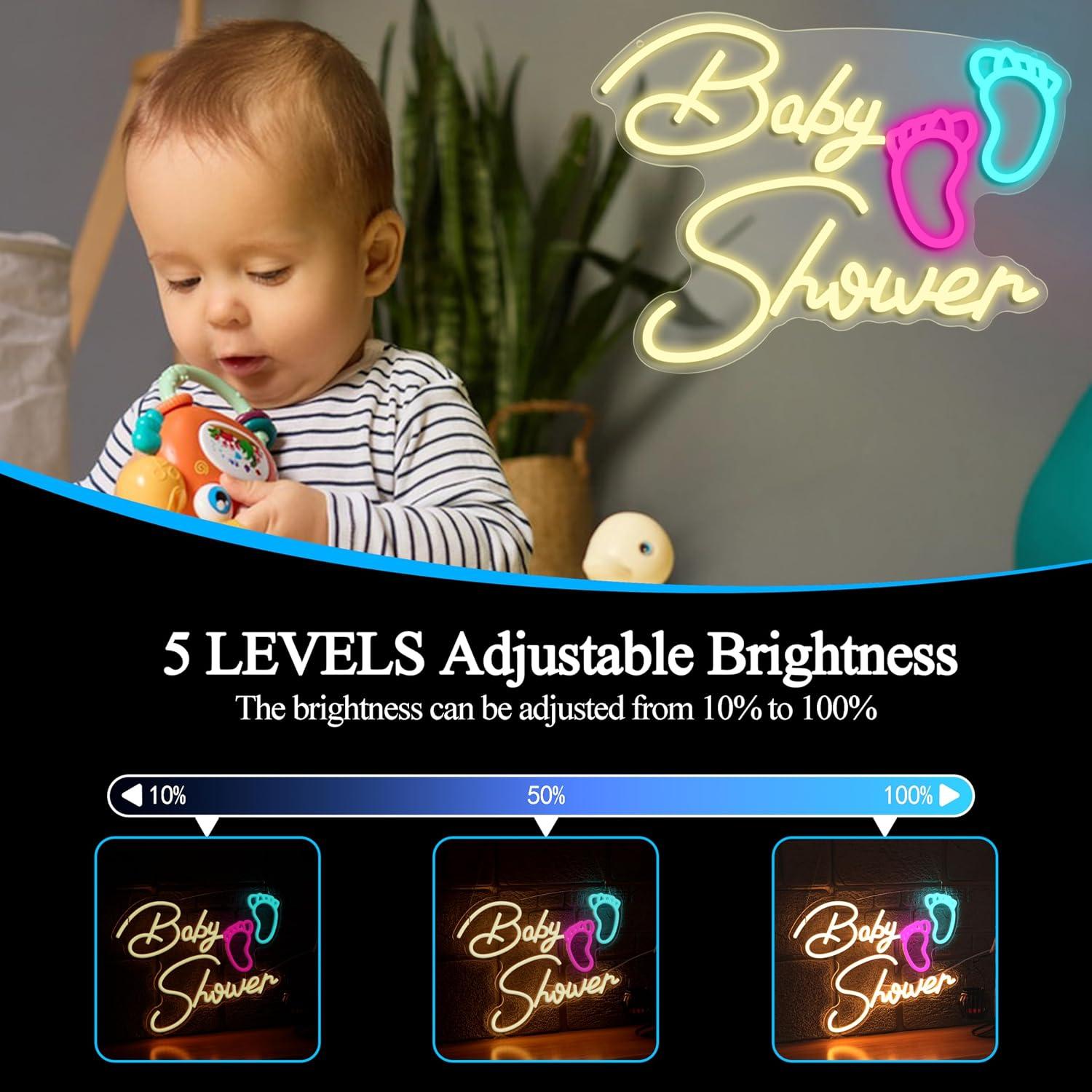 Baby Shower Neon Sign USB Dimm - Baby Nursery Wall Lights ulasan dan harga
